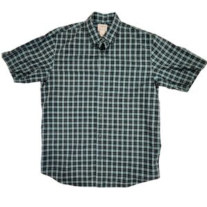 LL.Bean green & orange plaid men's button-down shirt size M